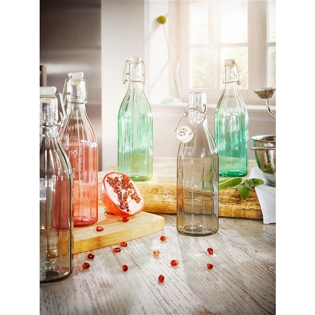 Leifheit 36322 bouteille en verre à facettes 0,5l vert transparent