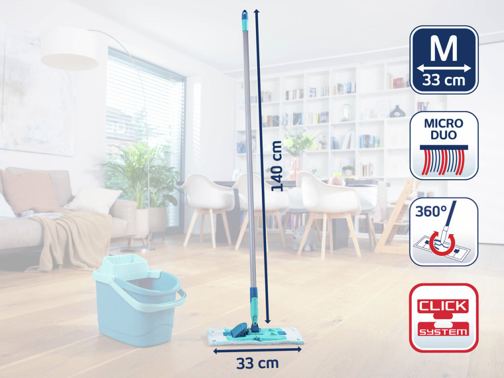 Leifheit essuie-sol powerclean m 33cm avec manche 140cm