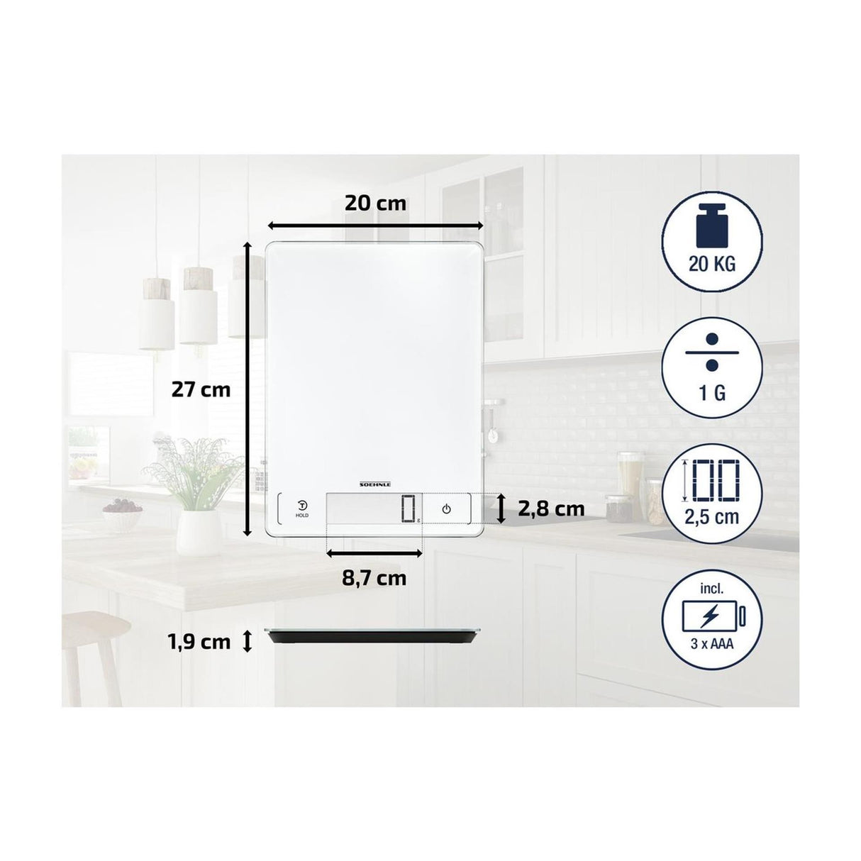 Soehnle 61507 page profi 300 balance de cuisine blanc