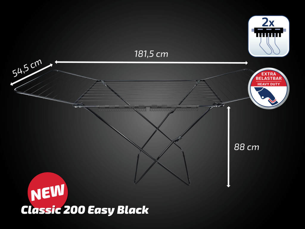 Leifheit étendoir classic 200 easy noir