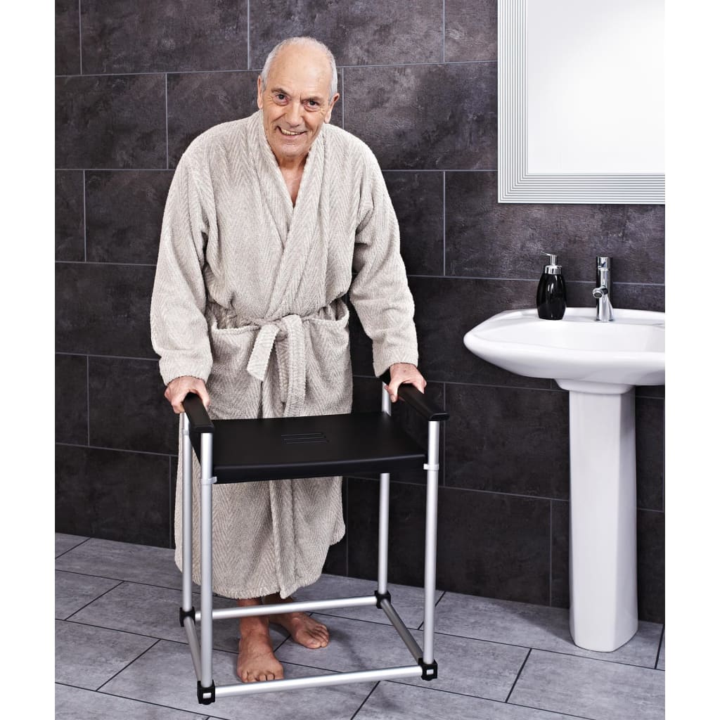 Tabouret de salle de bain ridder zac xxl pu aluminium noir