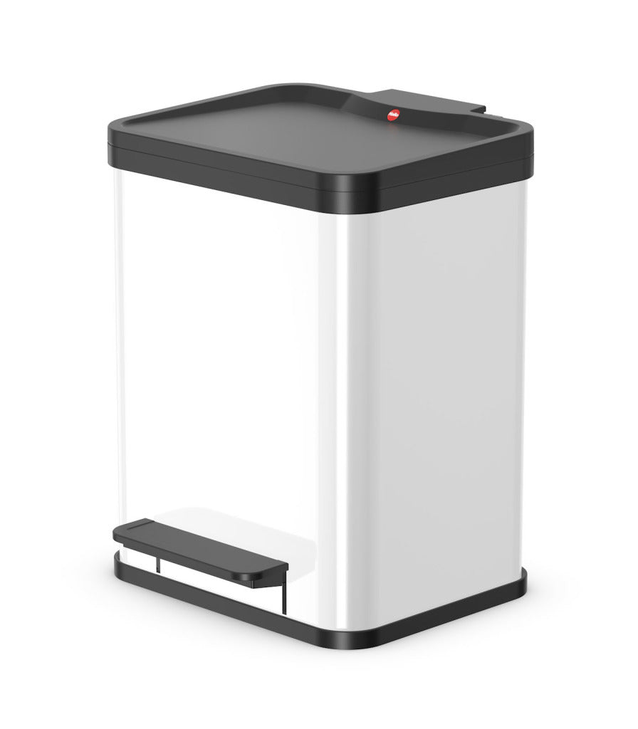 Hailo 0622-230 poubelle à pédale eco duo m blanc