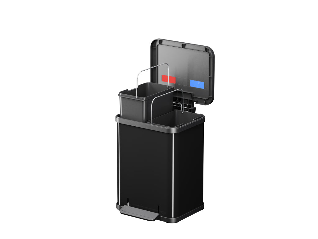 Hailo öko duo plus poubelle à pédale 2x9l noir