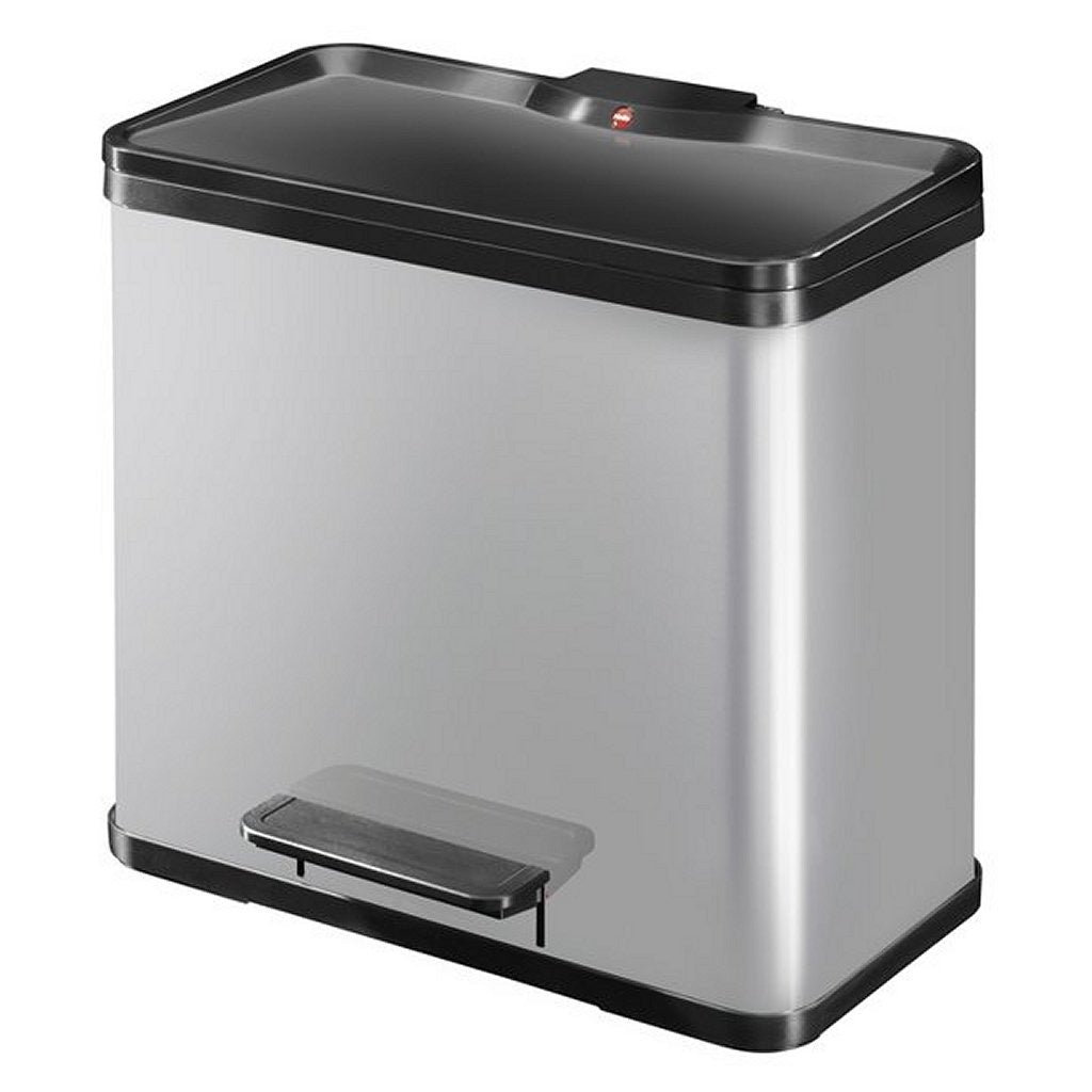 Hailo 0630-220 öko duo plus l poubelle à pédale 17+9l acier inoxydable argent