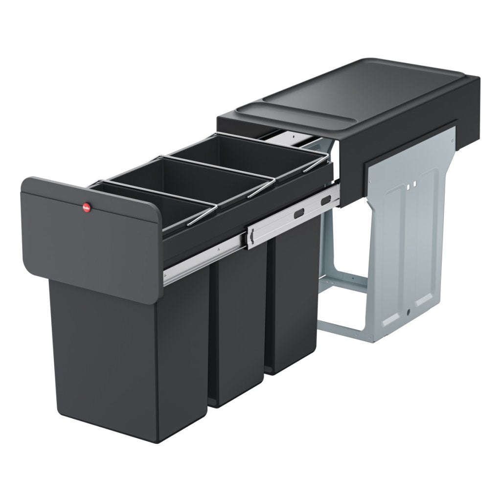 HAILO 0310-300 Trio de conception d'écoline l Biner de déchets intégrés 3x10l noir