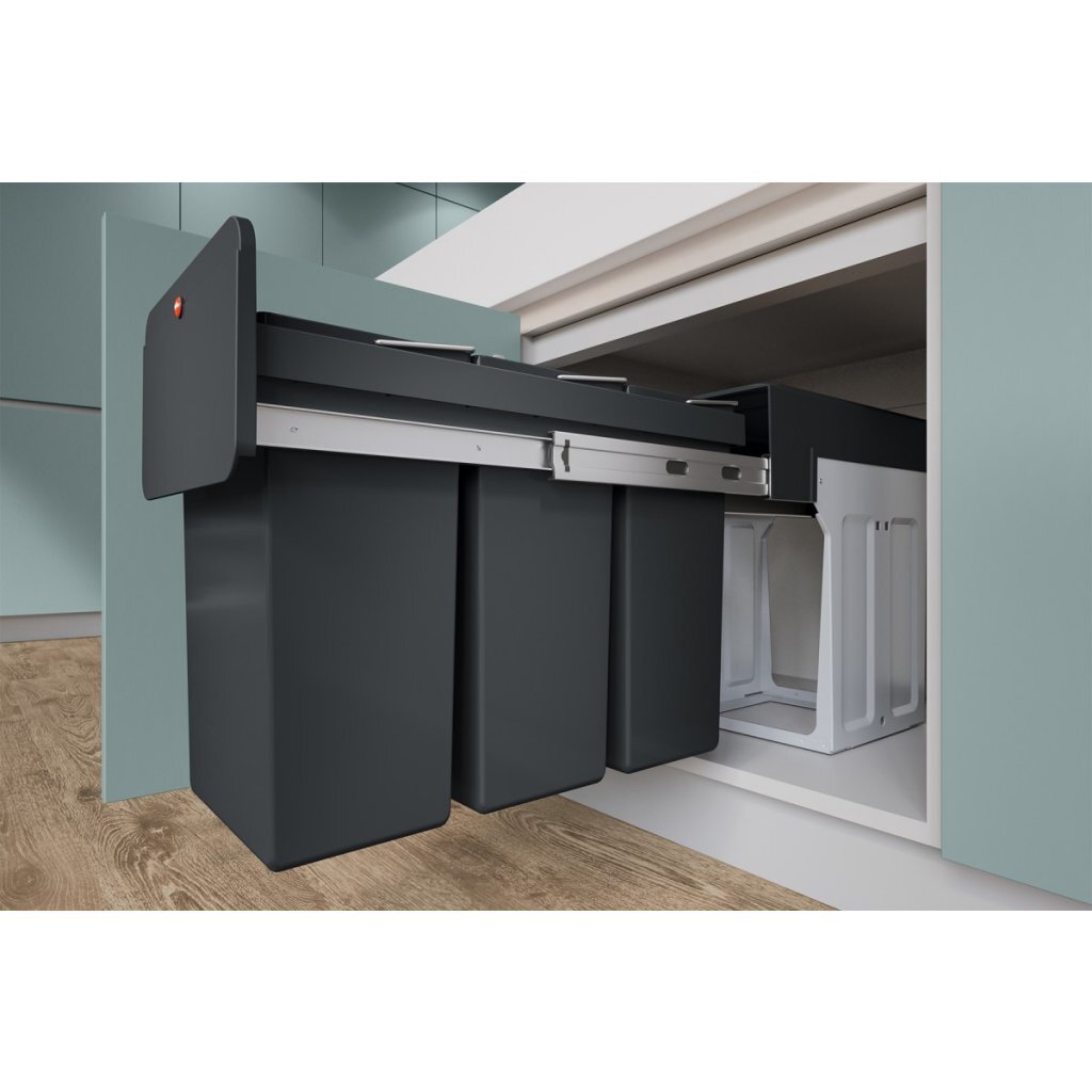 HAILO 0310-300 Trio de conception d'écoline l Biner de déchets intégrés 3x10l noir
