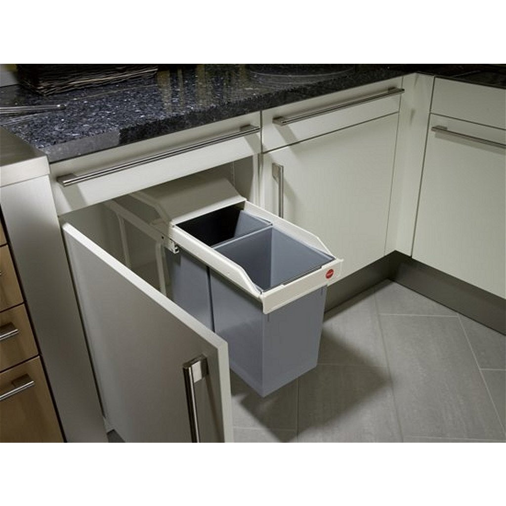 Hailo 3659-001 multi-box duo l poubelle encastrable 2x14l blanc argent