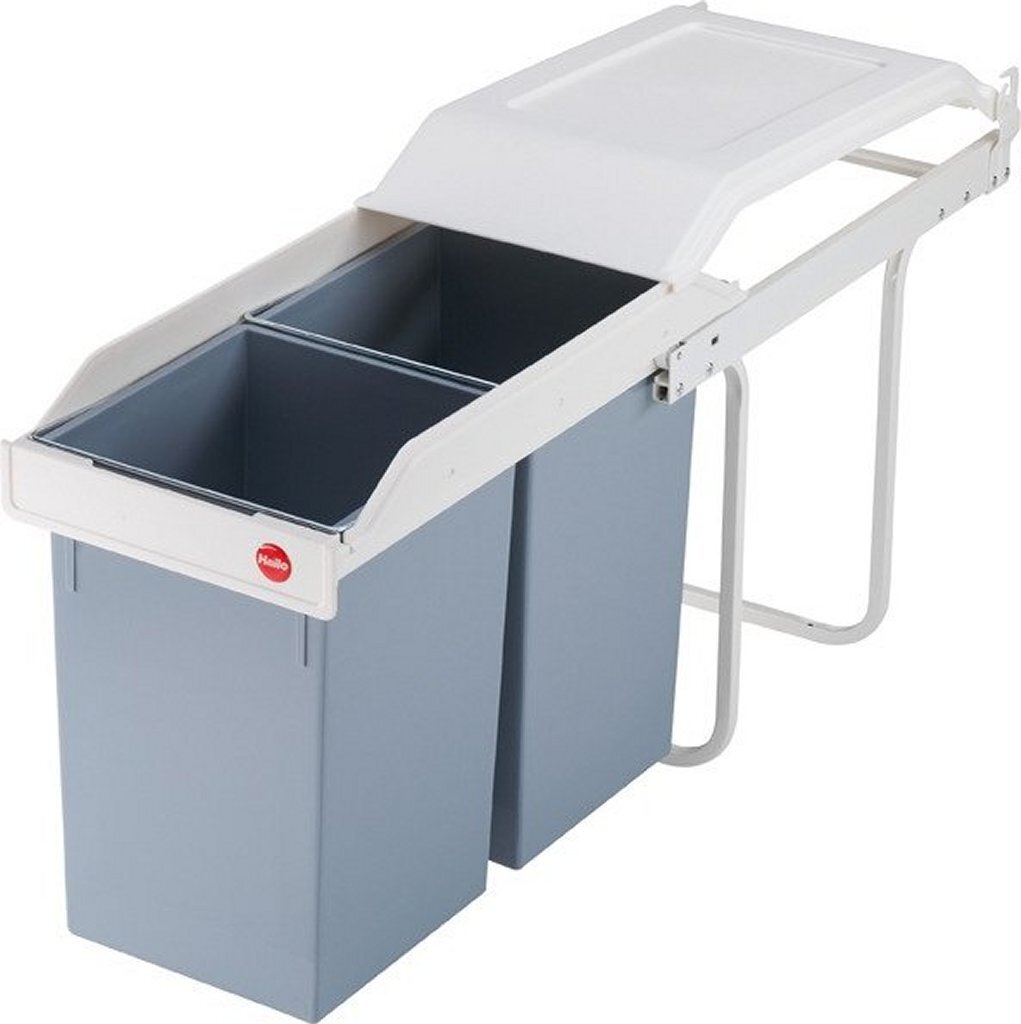 Hailo 3659-001 multi-box duo l poubelle encastrable 2x14l blanc argent