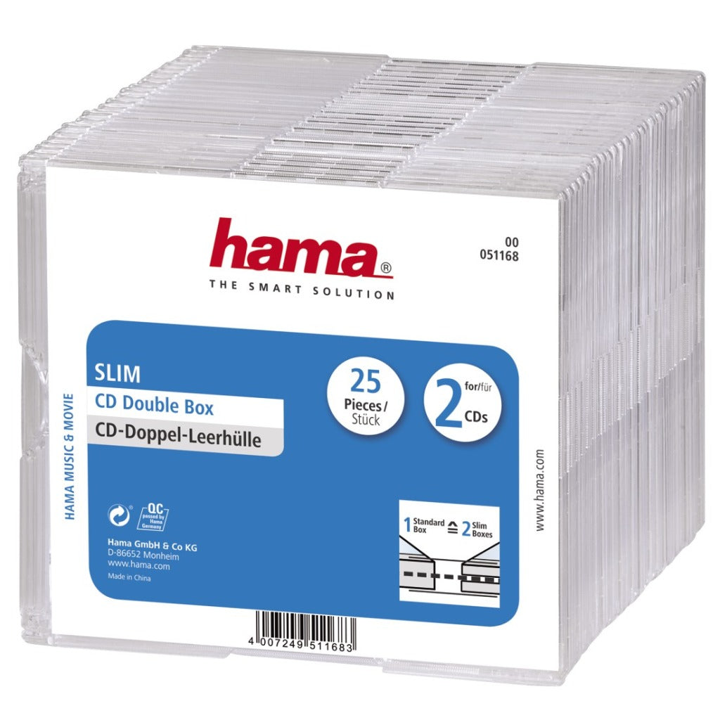 Hama CD slim double boîtier à bijoux, paquet de 25