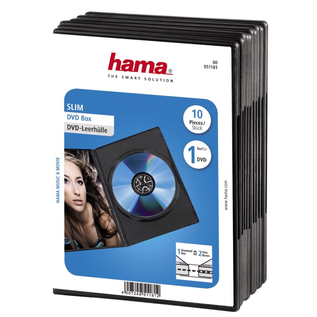 Hama DVD Slim Box, paquet de 10, noir