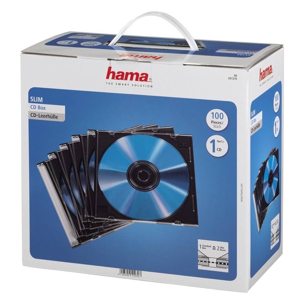 Hama CD slim box 100 pièces noir transparent
