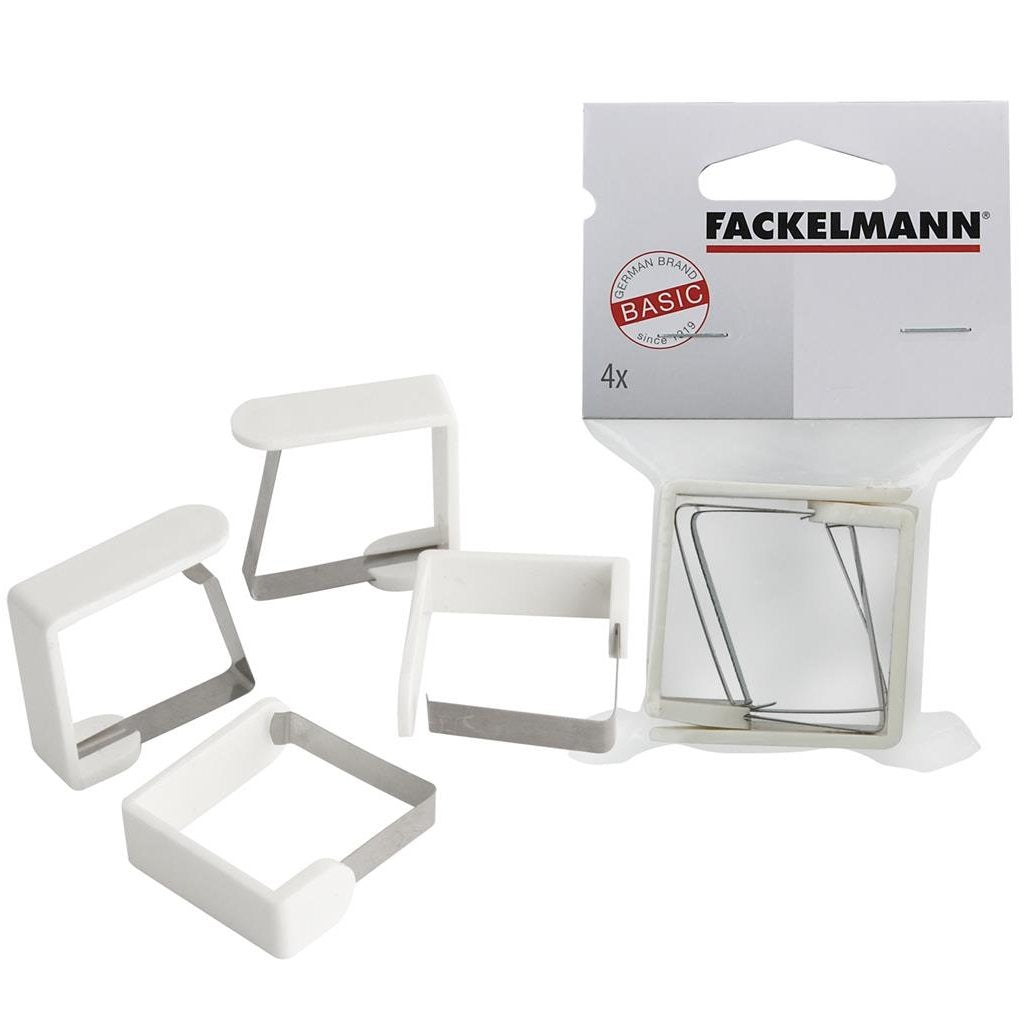 Fackelmann pinces à nappe 4 pièces 45 mm acier inoxydable blanc
