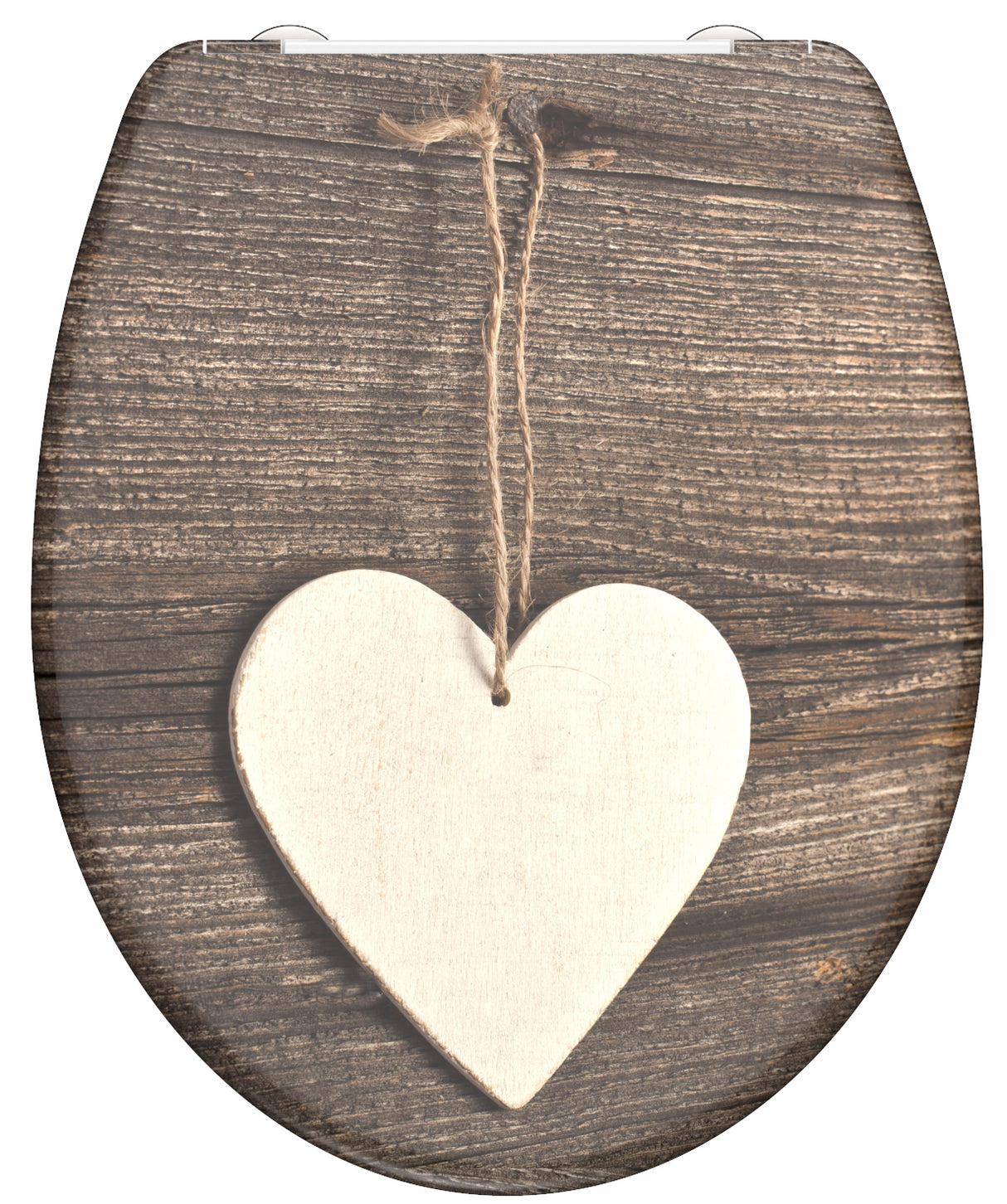 Siège de toilette Schütte avec du coeur en bois à ferres mâles Duroplast avec imprimé