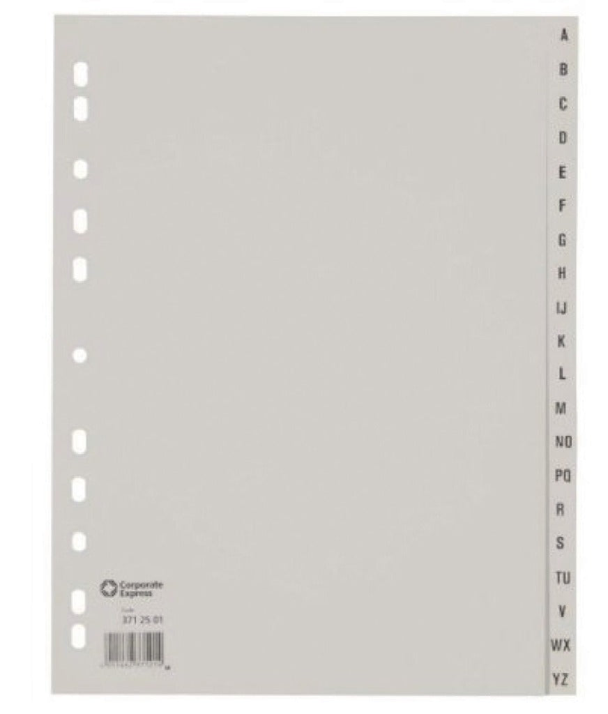Ahrend ofc-tab1 onglets a4 a - z gris lot de 20 pièces