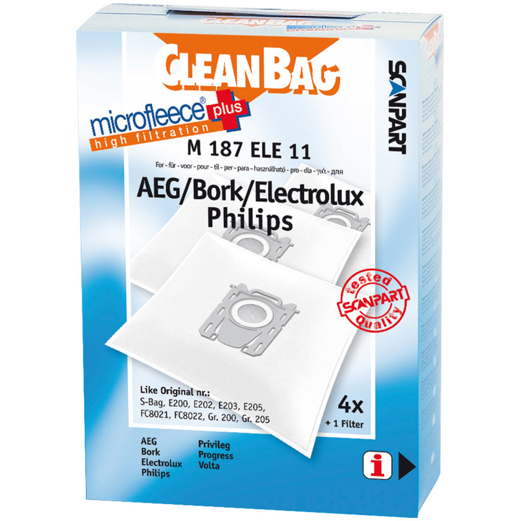 Scanpart m187ele11 sac à poussière micropolaire+ s-bag 4 pièces