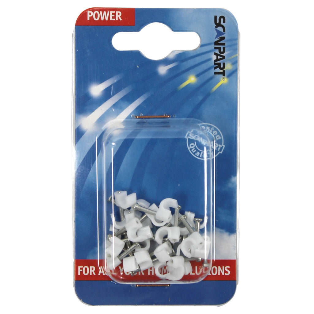 Clips cordon Scanpart 5mm rond blanc a25
