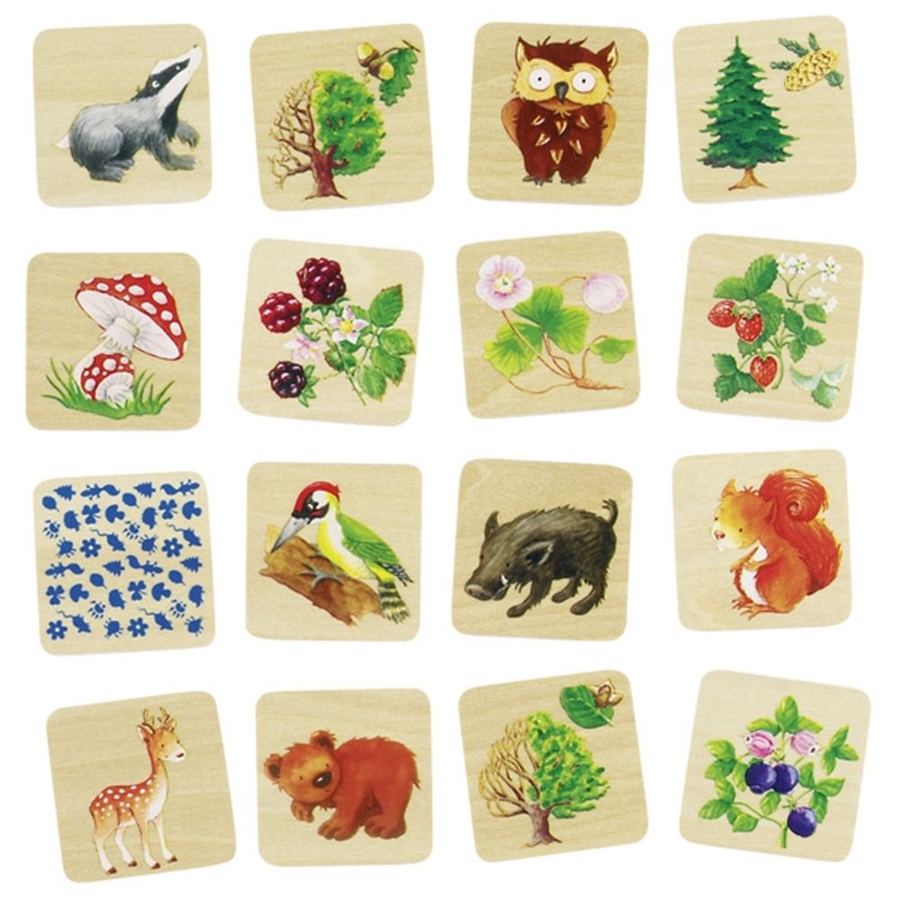 Jeu de mémo Goki, vie en forêt. 32 pièces. 3+