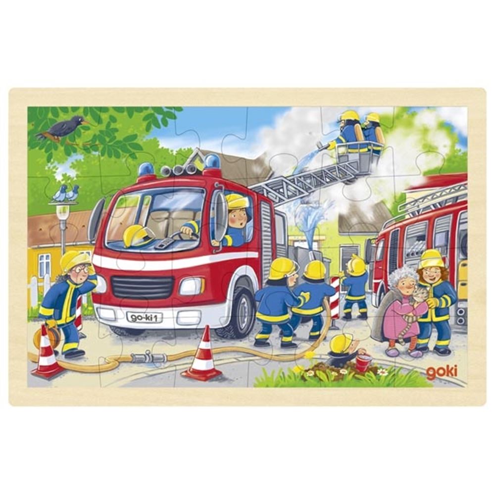 Goki puzzle en bois pompiers. 24 pièces. 3+