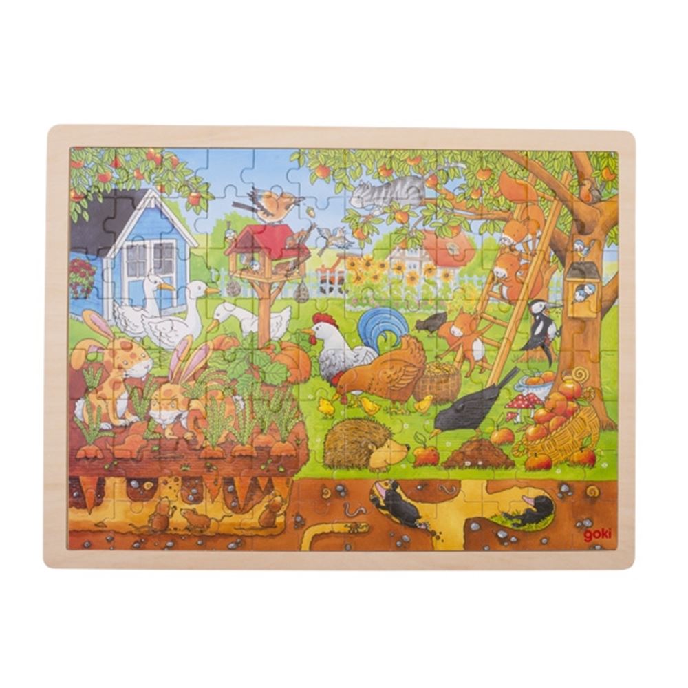 Puzzle en bois Goki - la vie dans le jardin 96 pcs.