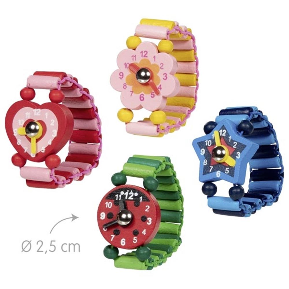 Montre en bois avec bracelet élastique et lunette