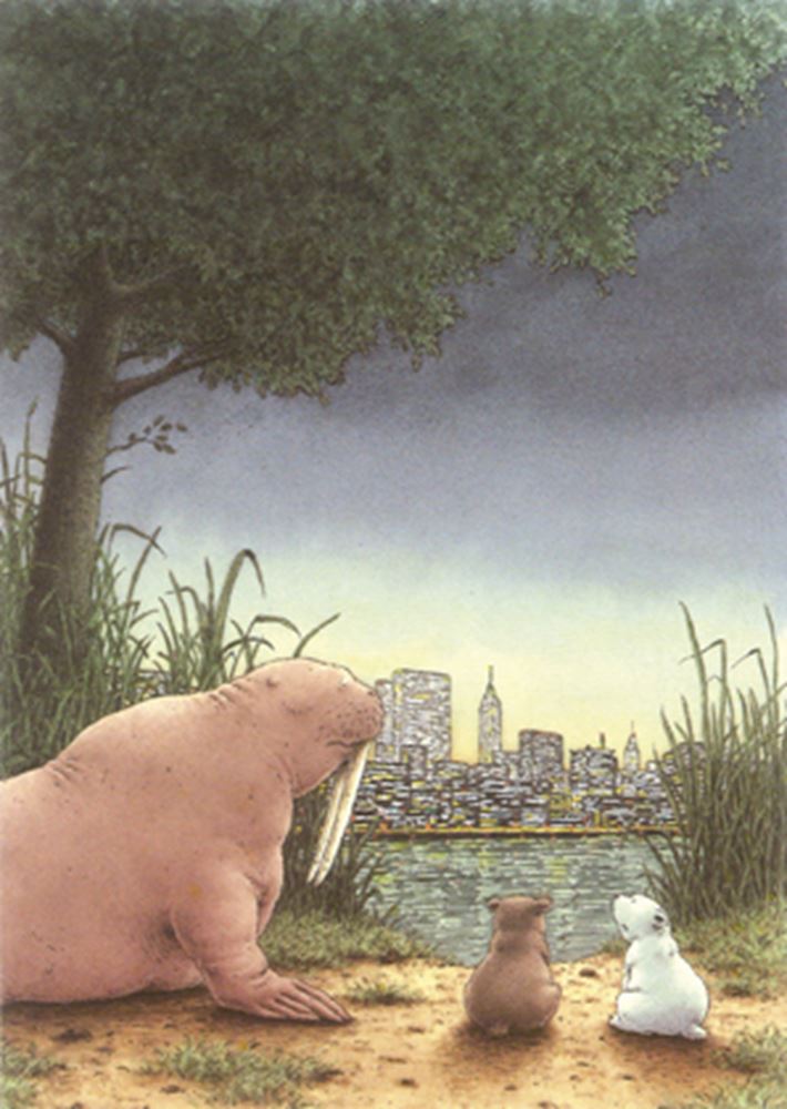 Carte postale illustrée 149 : petit ours polaire en m