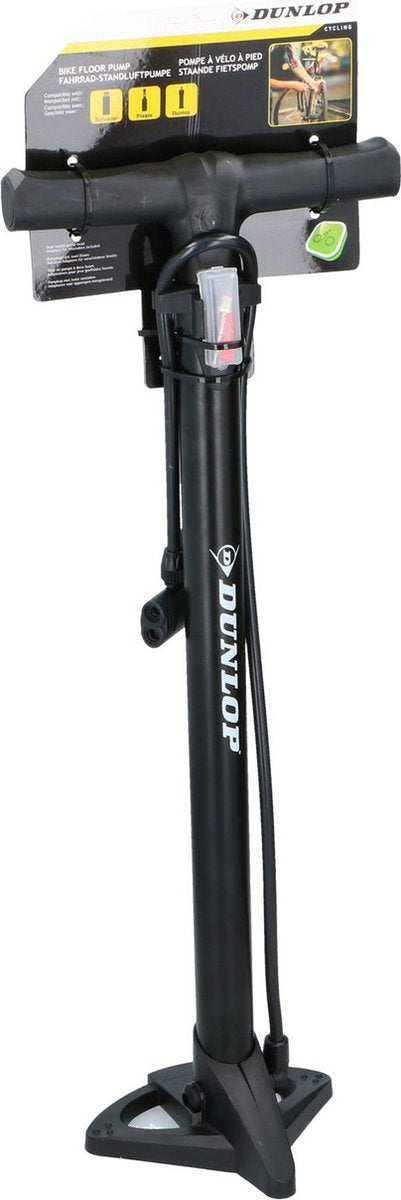 Pompe à vélo Dunlop - avec embouts adaptateurs supplémentaires - valves - noir 63 cm