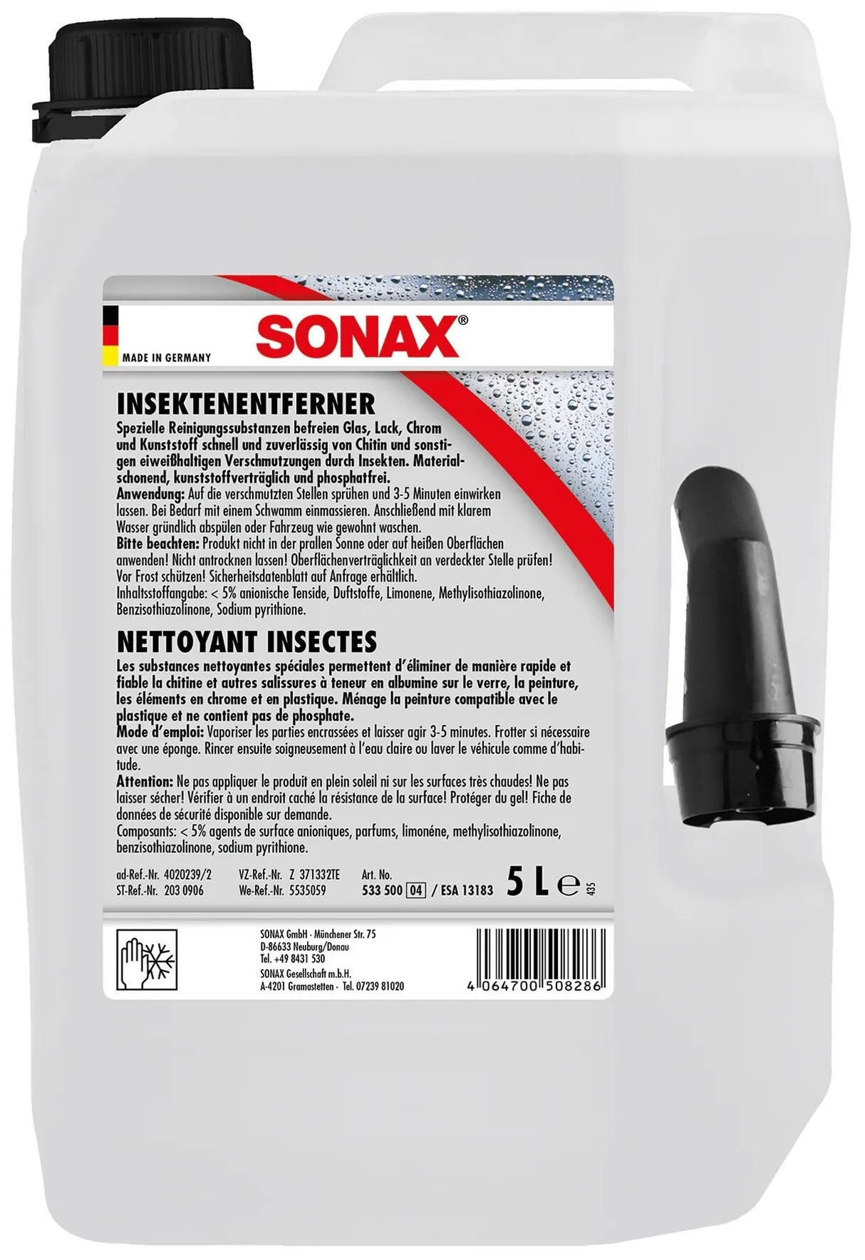 Sonax dissolvant d'insectes dissolvant d'insectes 5ltr. pl-kanister