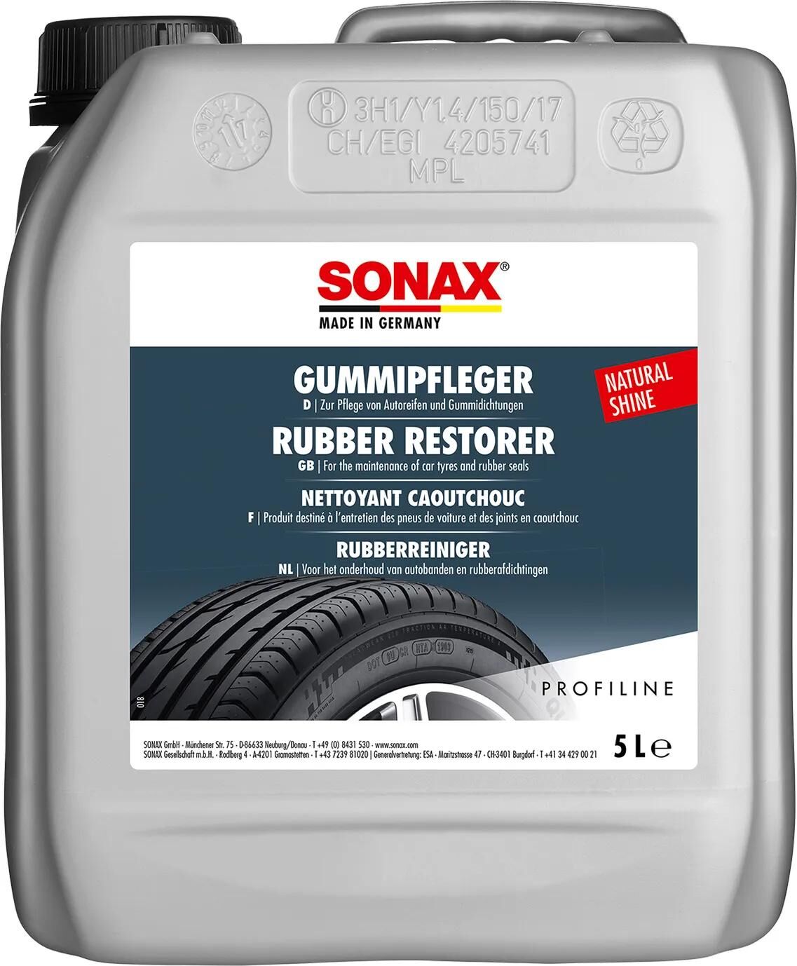 Produit d'entretien du caoutchouc Sonax nettoyant pour caoutchouc gummipfleger 5ltr. pe-kanister