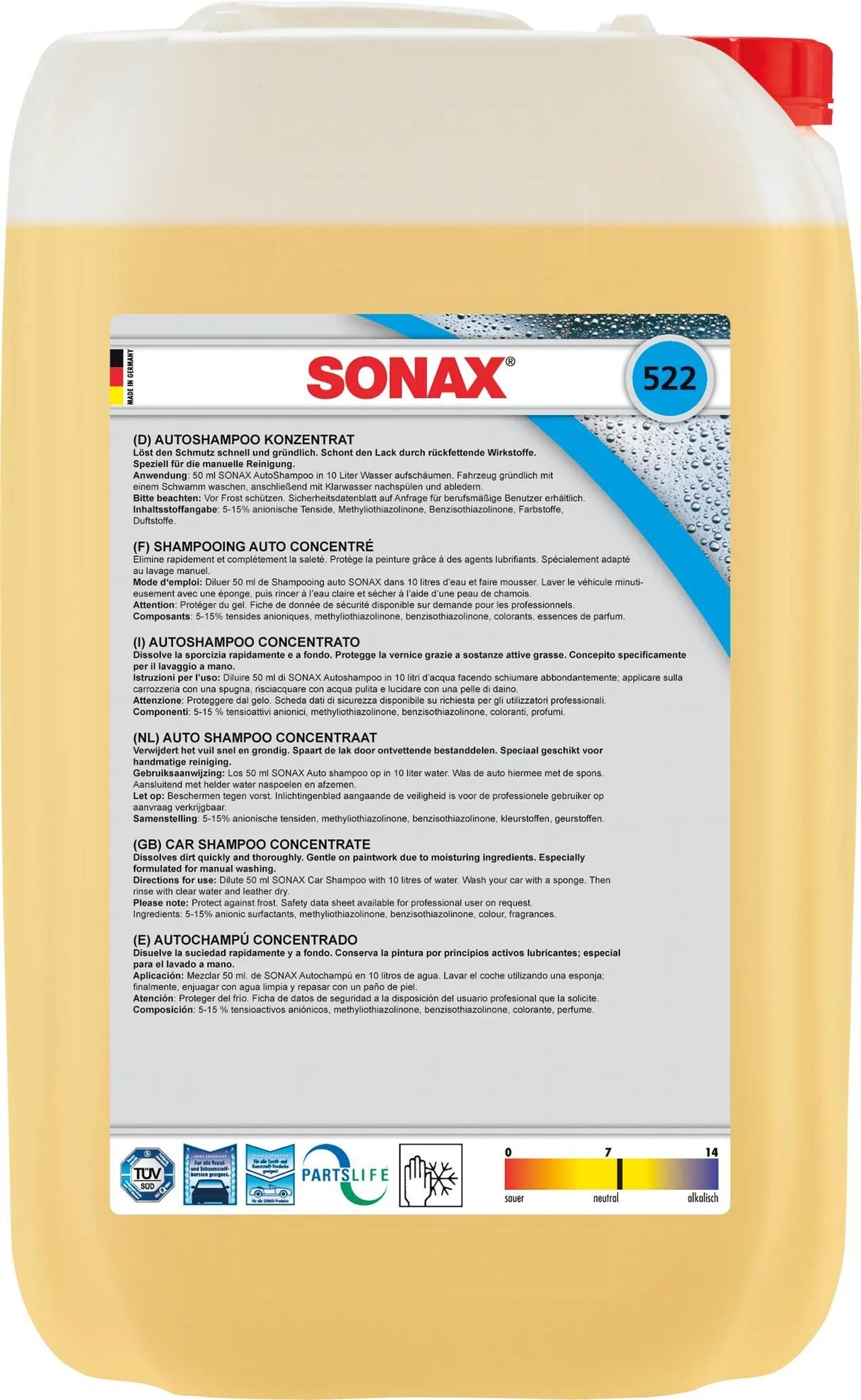 Sonax shampooing pour voiture shampooings pour voiture bidon en plastique de 25 litres