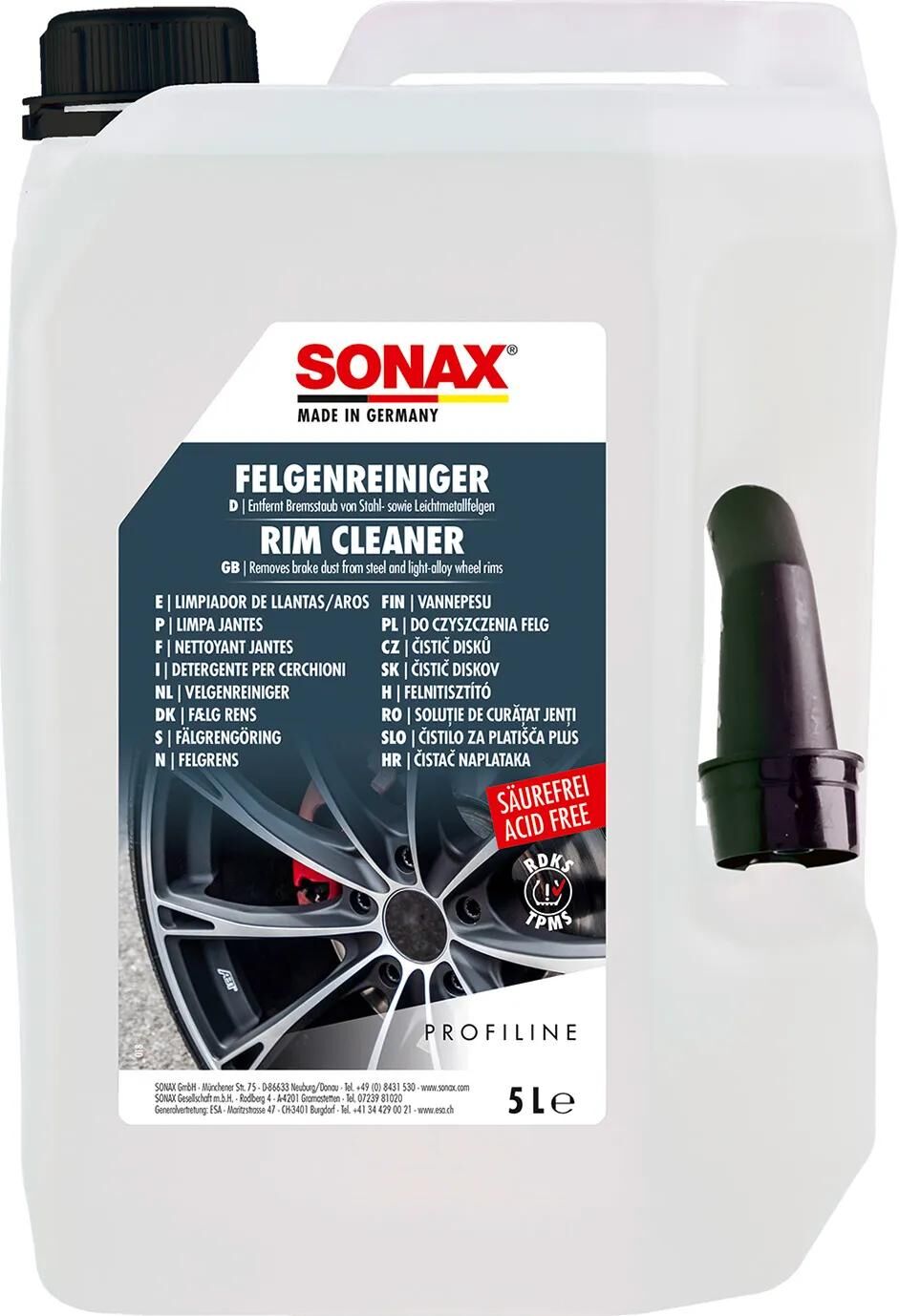 Nettoyant pour roues Sonax plus nettoyant pour jantes plus profiline 5l