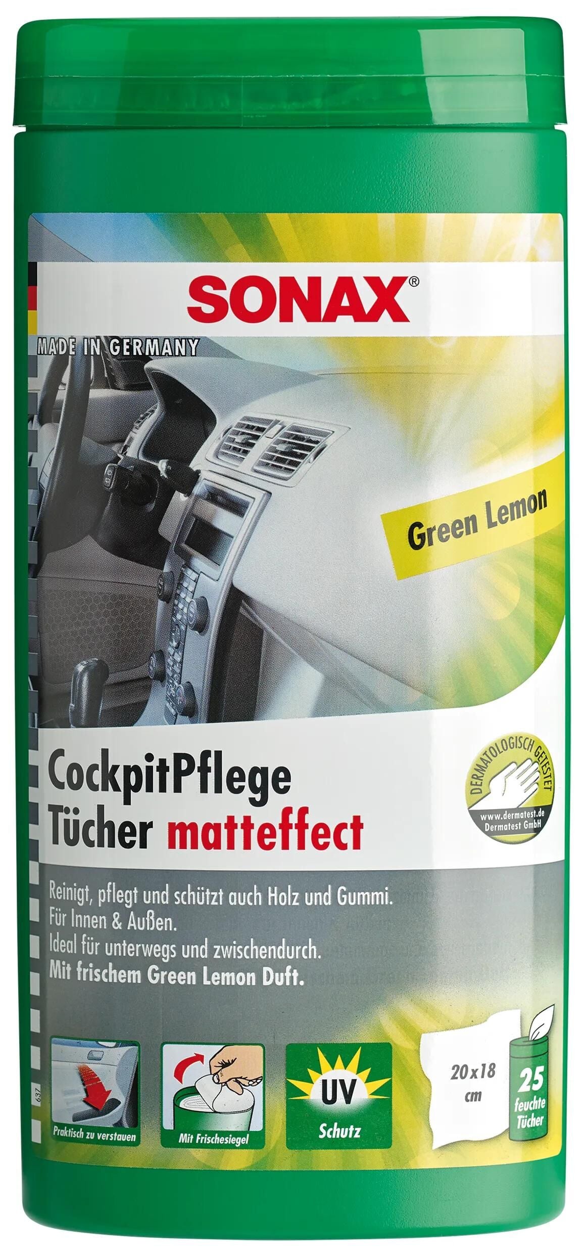 Sonax plastique maintenance cockpit care boîte de lingettes cockpit effet mat