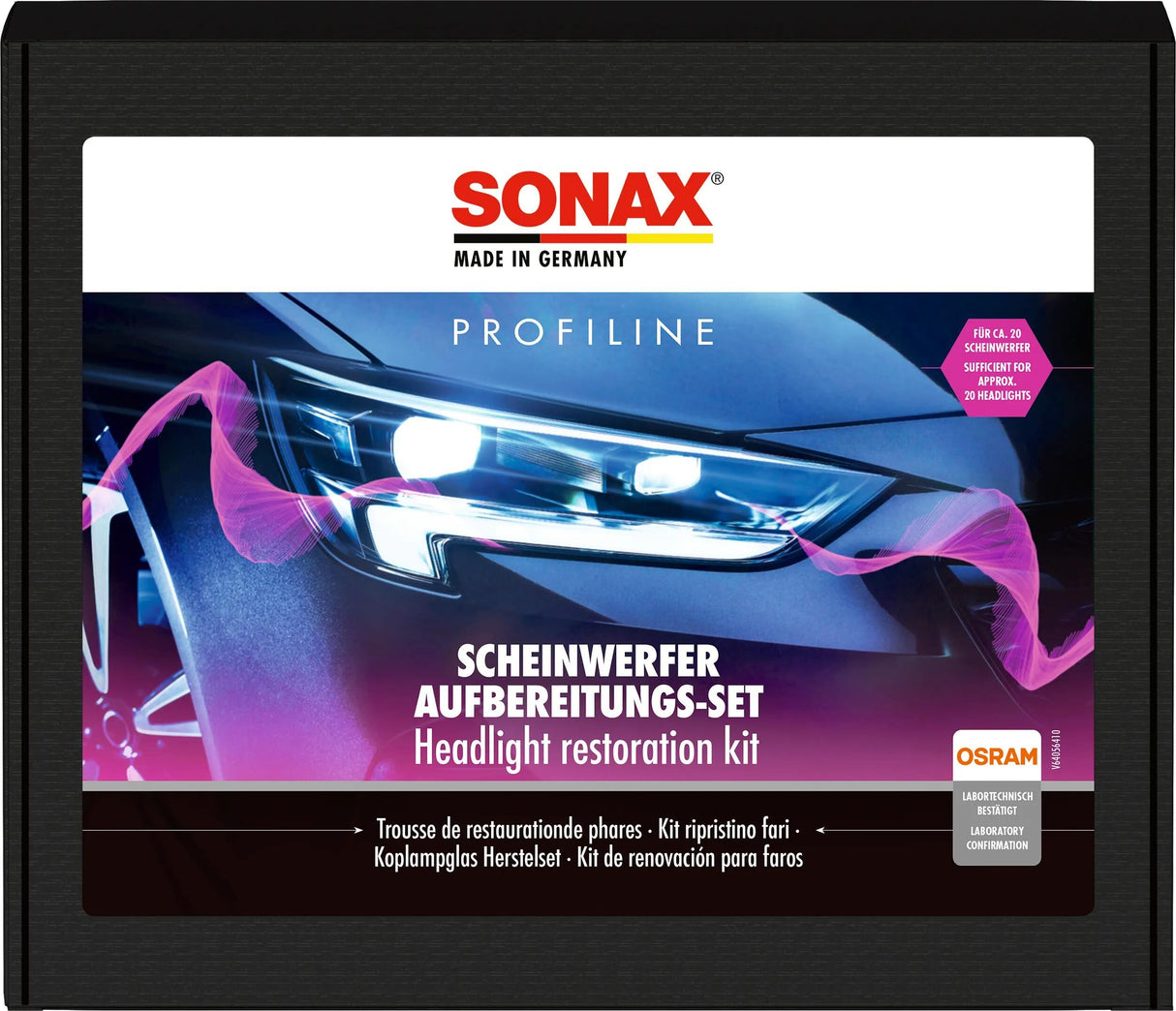 Sonax kit de traitement des phares phare avant aufber.-set