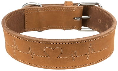 Trixie collier pour chien rustique en cuir gras battement de coeur marron