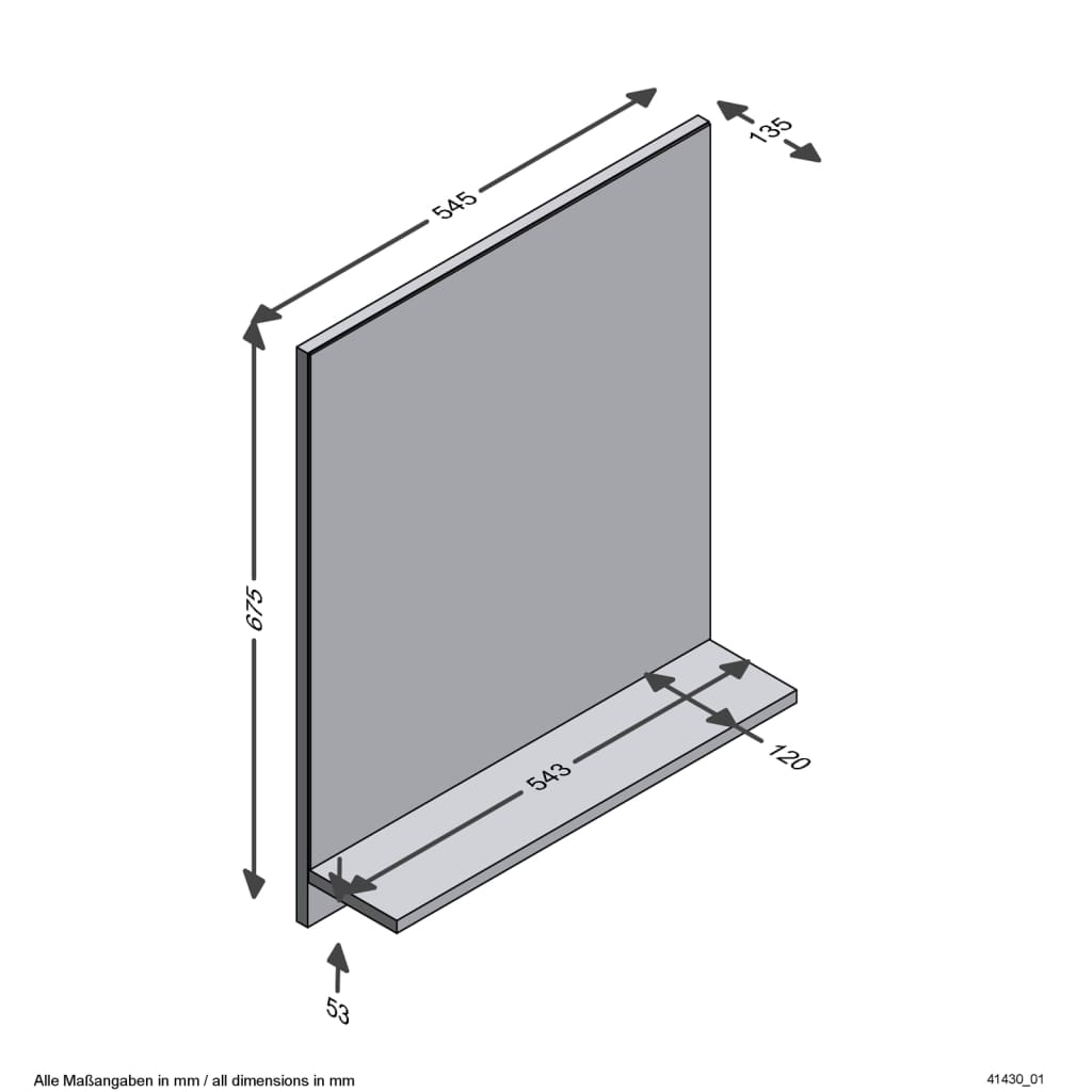 Miroir mural FMD avec étagère 54,5x13.5x67,5 cm Chêne artisanal