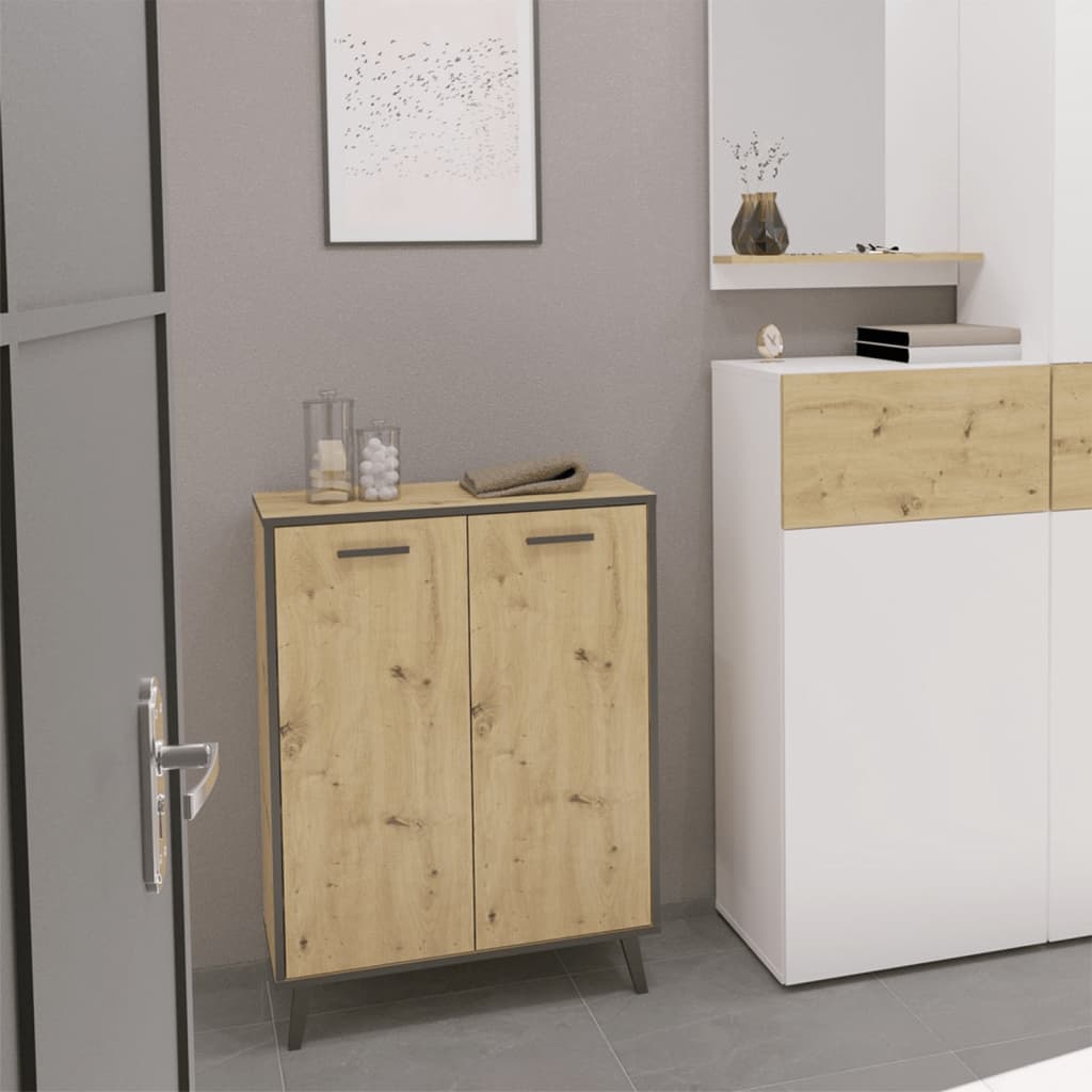 Armoire à chaussures FMD avec 5 compartiments 68,5x33x93,5 cm Chêne artisanal