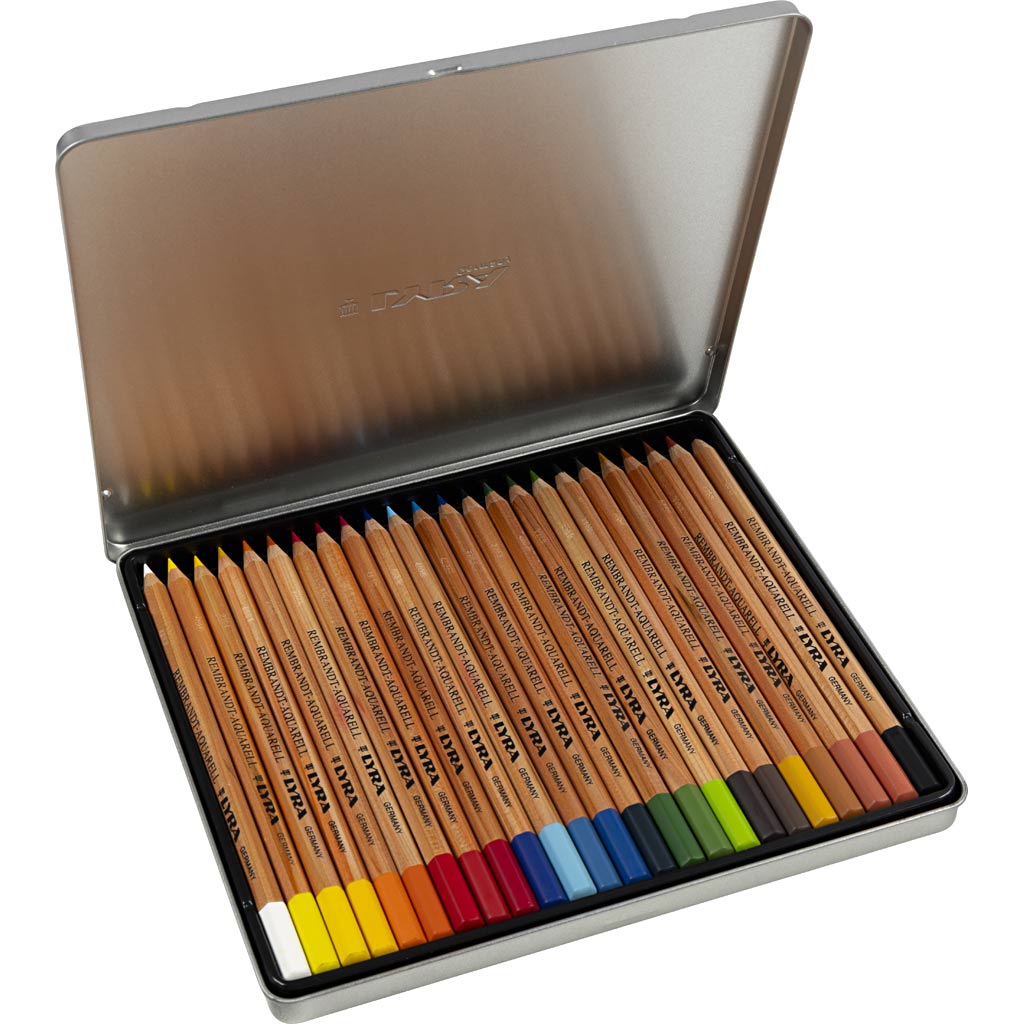 Crayons aquarelle Lyra Rembrandt, différentes couleurs, 24 pièces, 1 boîte