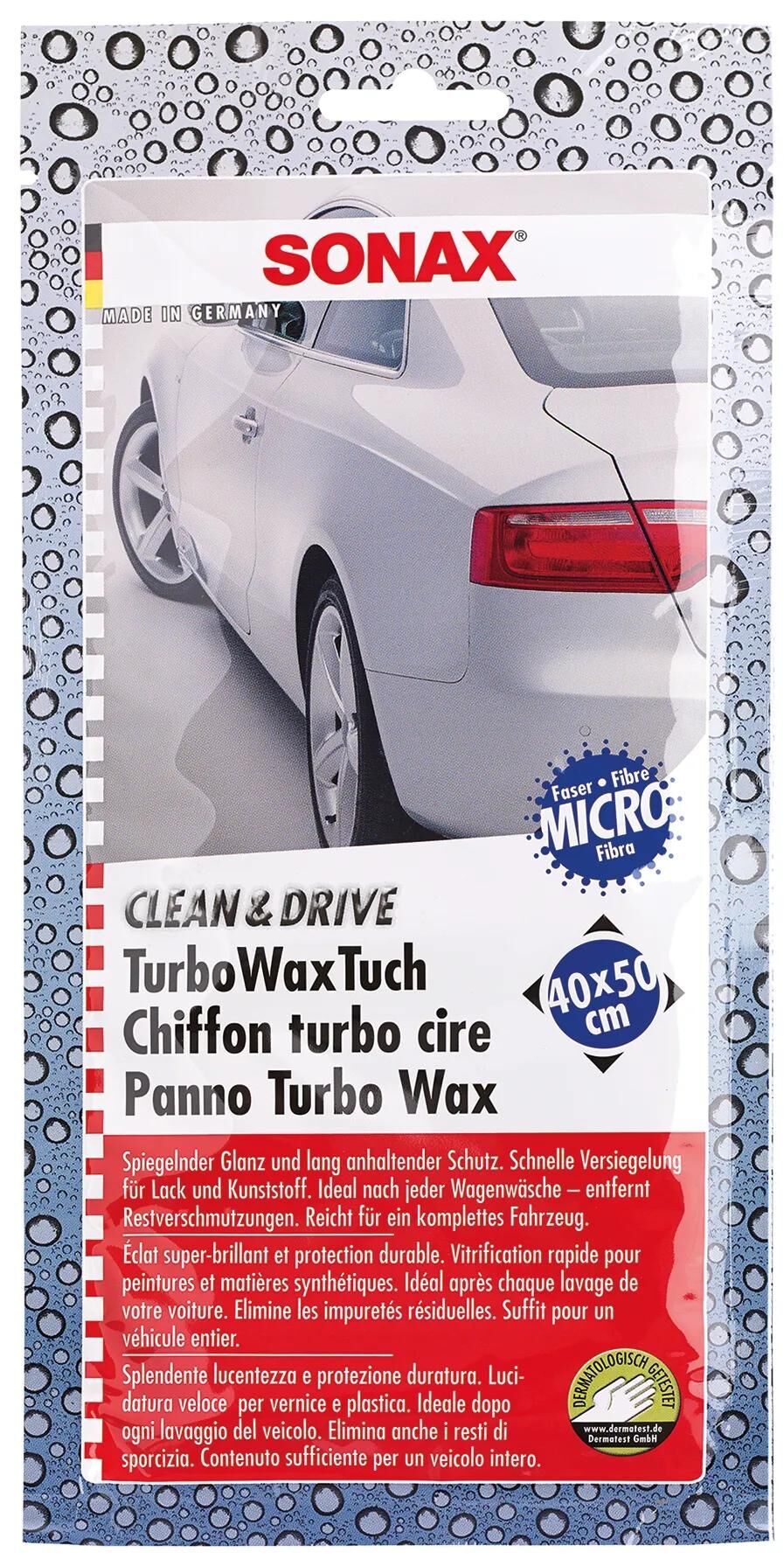 Sonax – préservation de la peinture, nettoyage de la cire turbo, chiffon d'entraînement propre