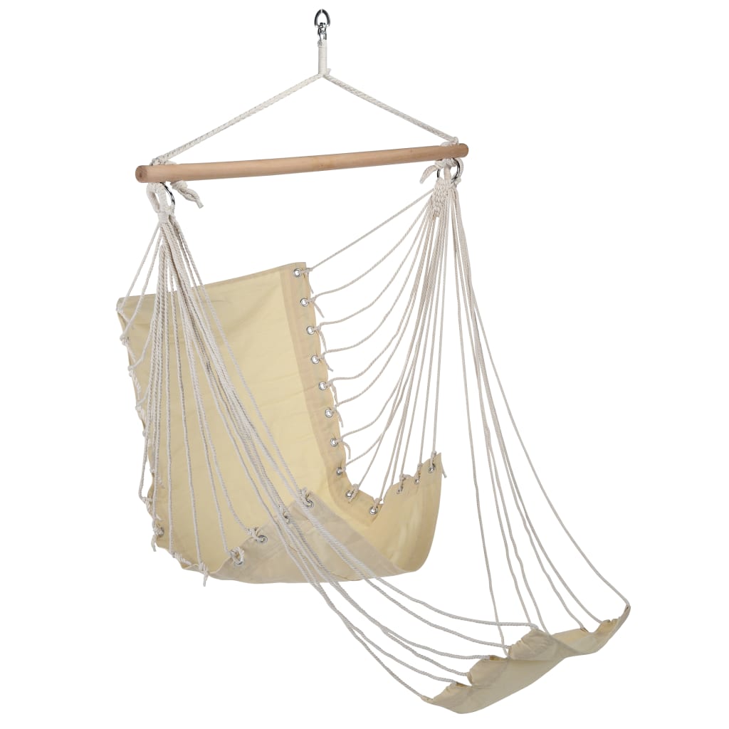 Salut chaise suspendue avec toile de randonnée en coton beige
