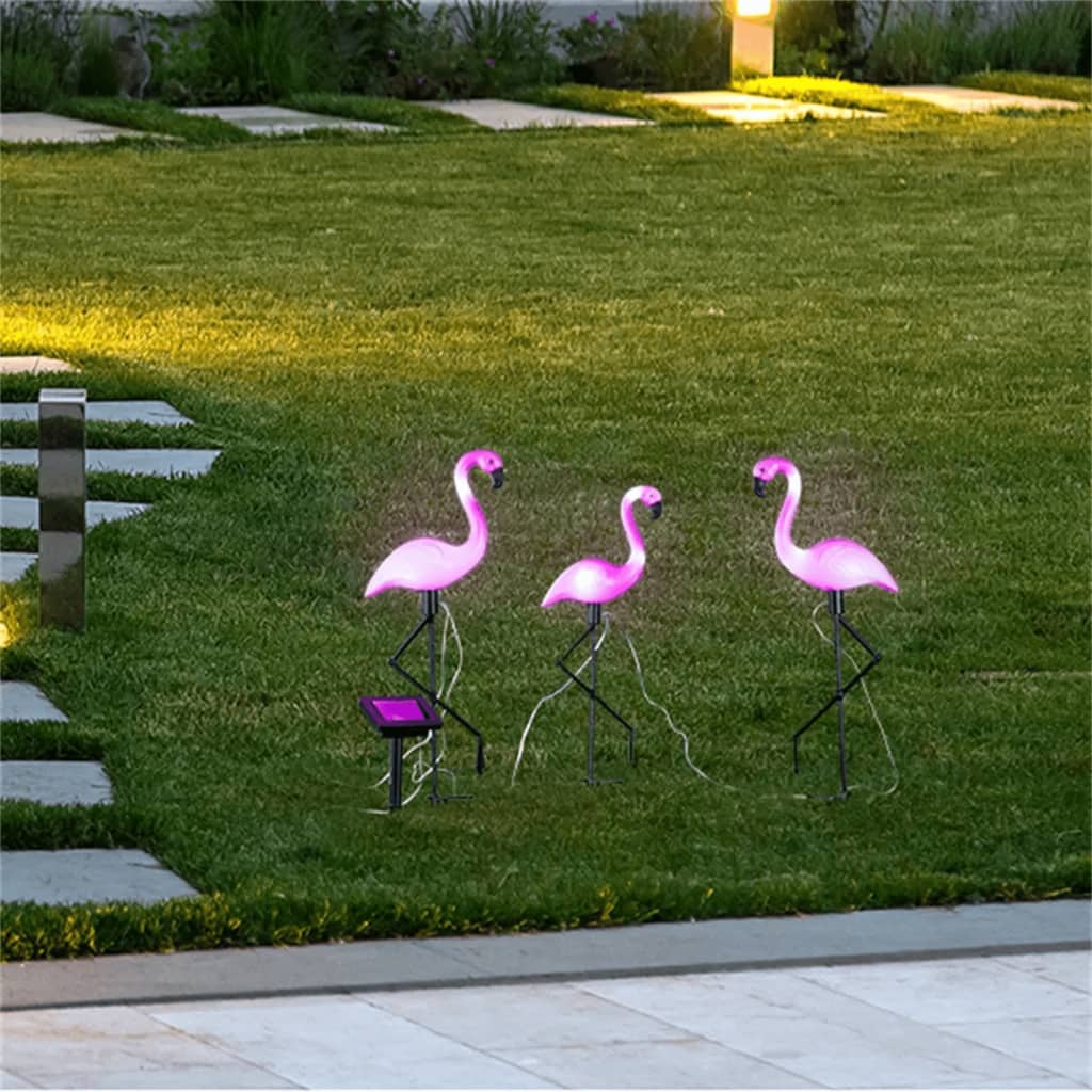 Hi Ground Pins 3 St Solar LED Flamingo