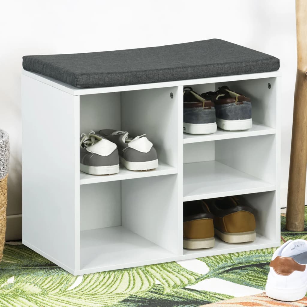 Étagère à chaussures Hi avec coussin 51,5x29x48 cm blanc