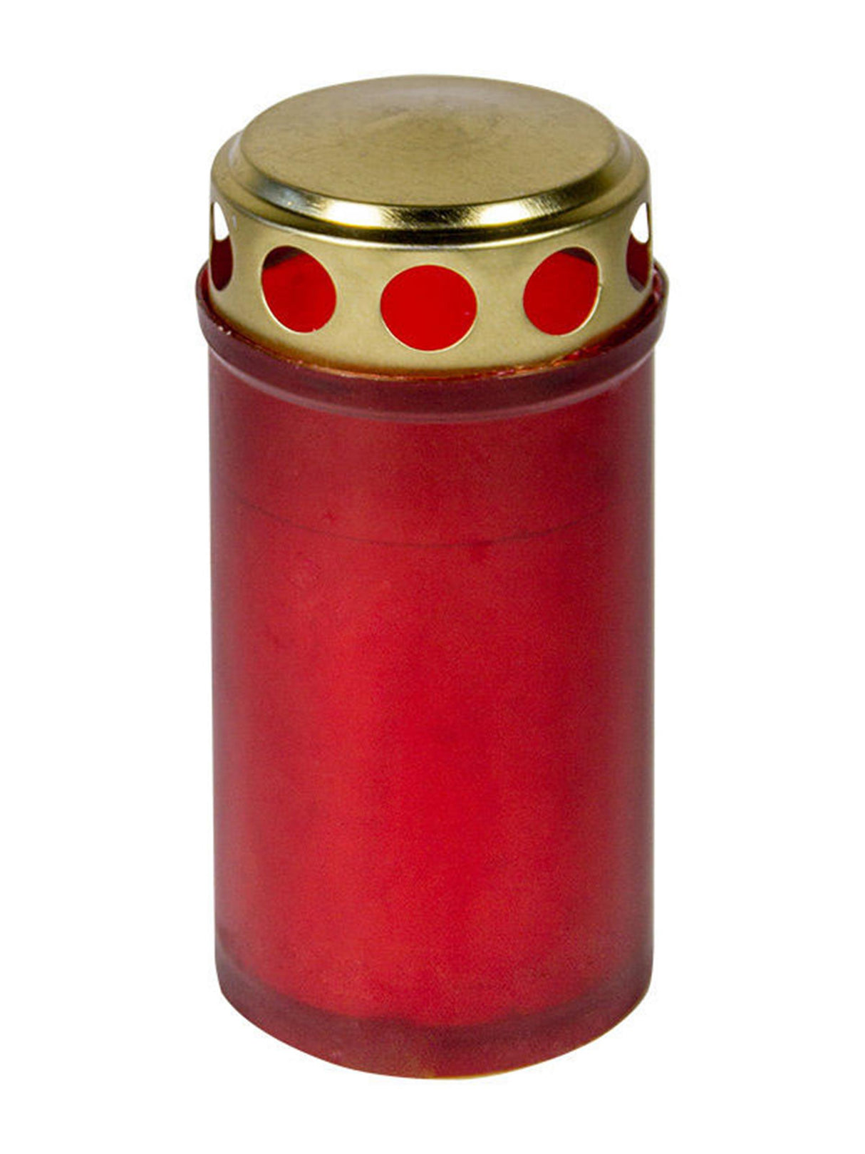 Bougie de tombe rouge avec couvercle doré 12 cm 120 g
