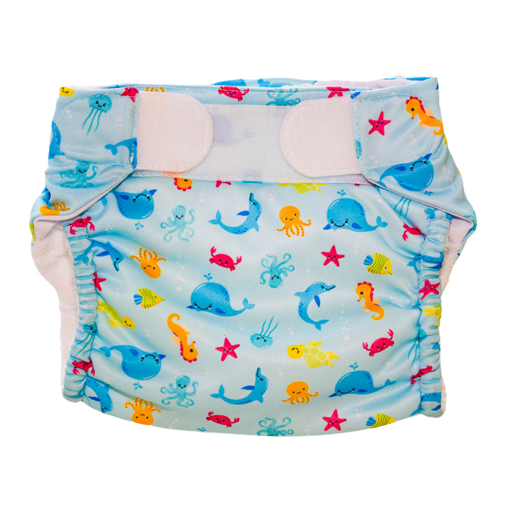 Freds swim academy couche de bain lavable animaux marins taille 1 4-9 kg bleu
