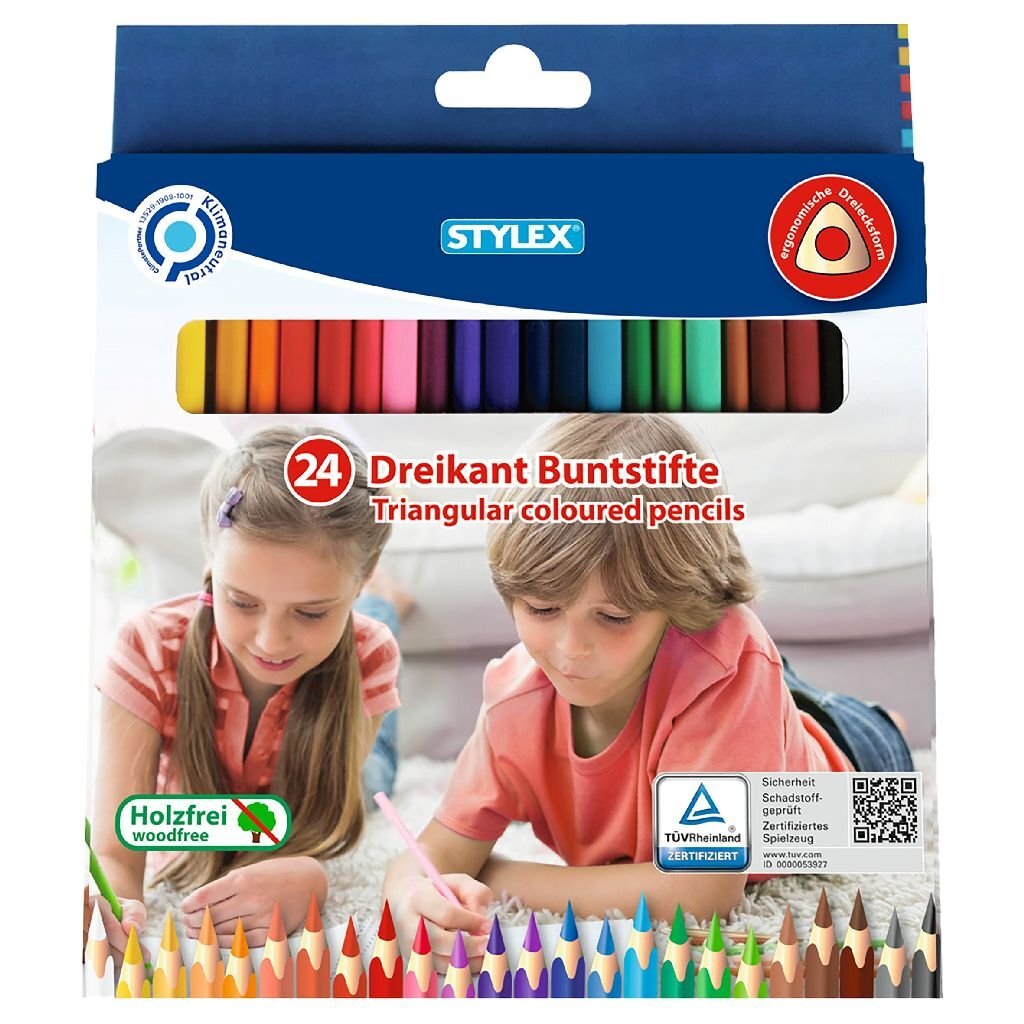 Crayons de couleur triangulaires Stylex 24 couleurs