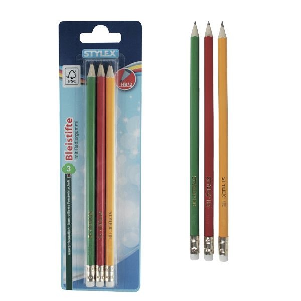 Crayon Stylex avec gomme 3 pièces
