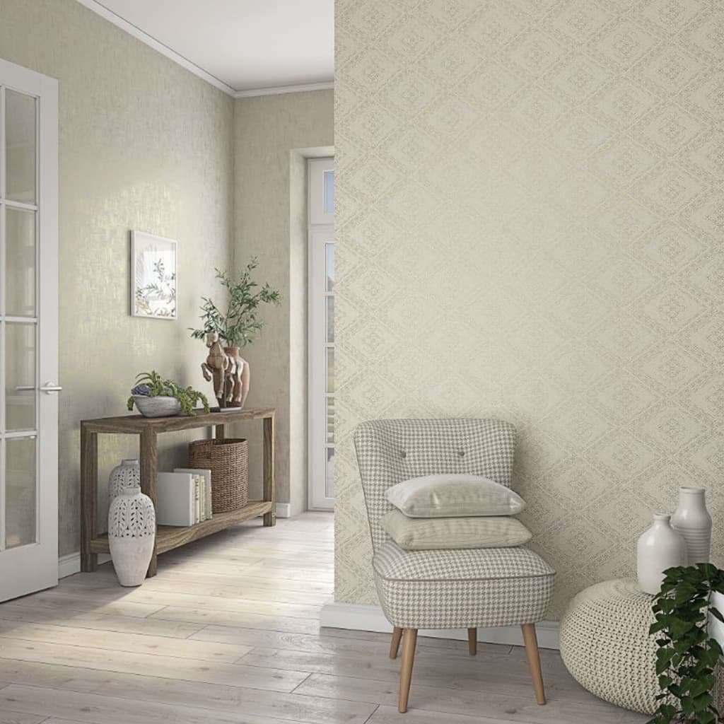 Fond d'écran noordwand topchic ton sur le ton diamants beige métallique