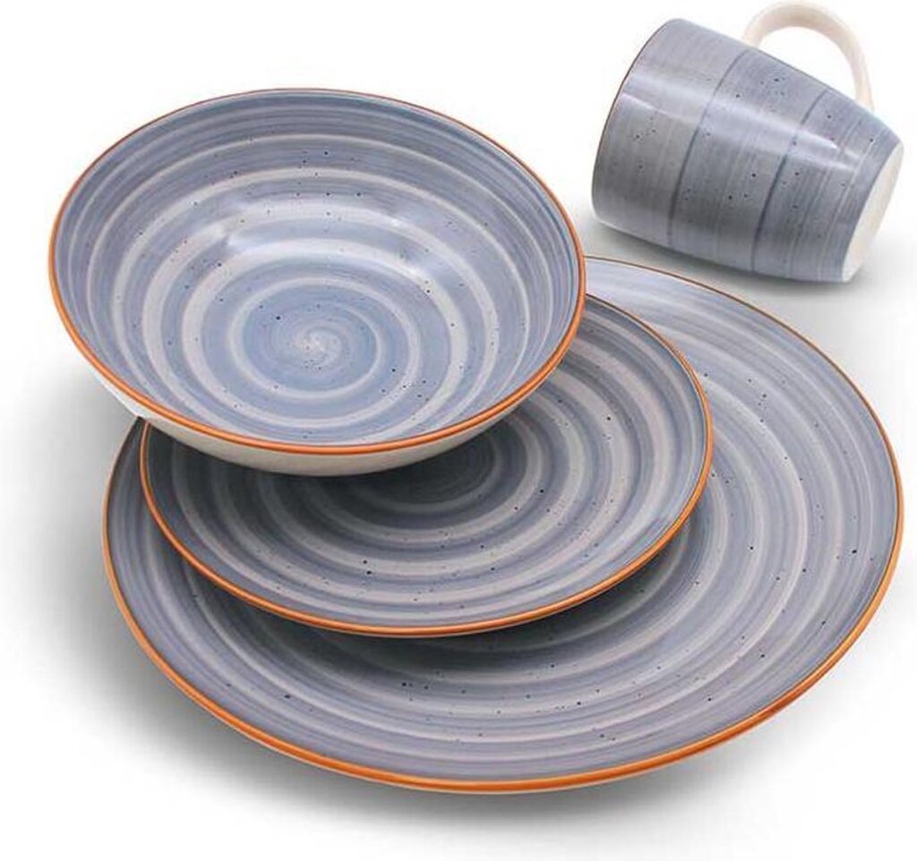 Service de table Michelino gris 16 pièces pour assiettes 4 personnes