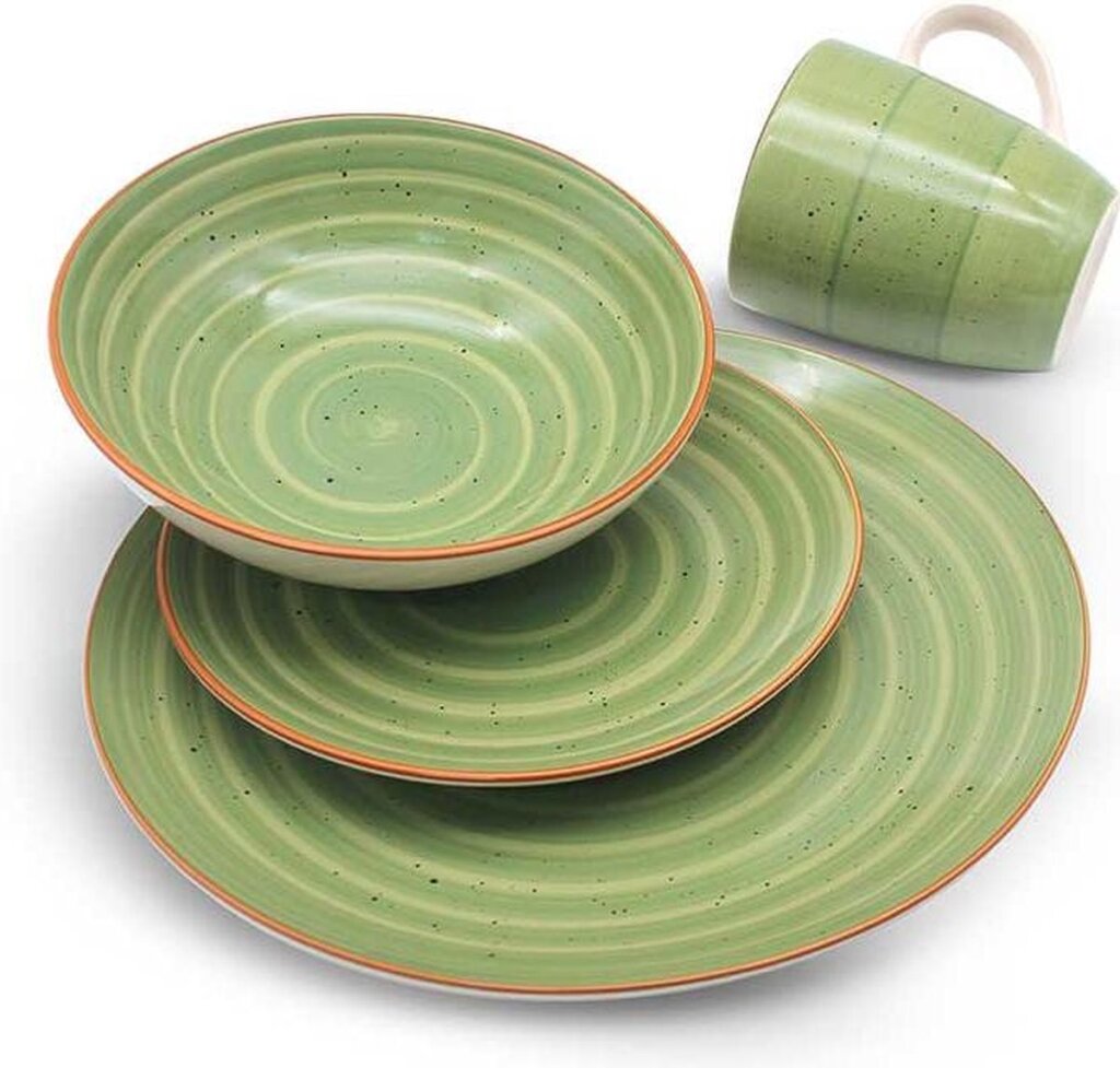 Michelino Service de table Michelino vert 16 pièces pour assiettes 4 personnes