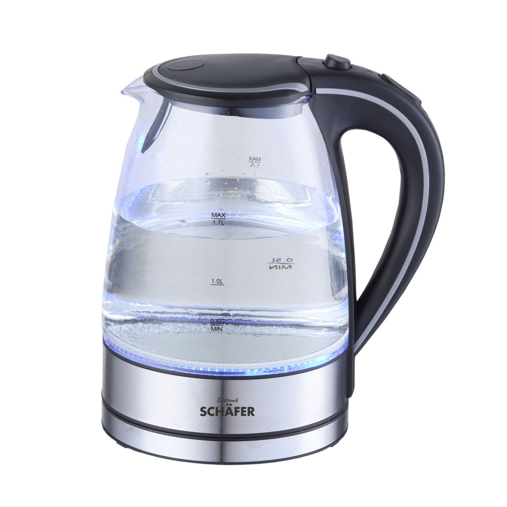 Schafer schäfer bouilloire en verre 1,7l 2200w acier inoxydable noir