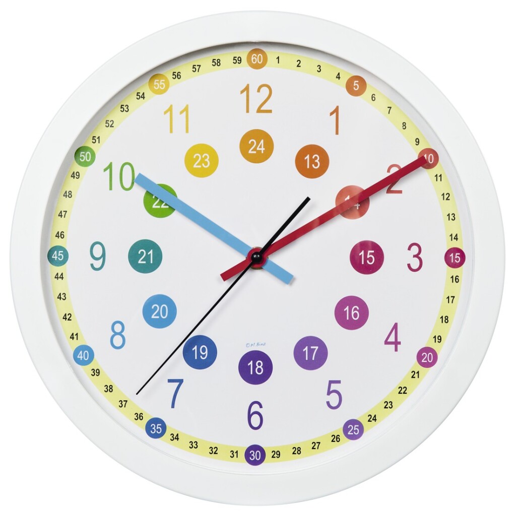 Horloge murale Hama pour enfants, apprentissage facile, diamètre 30 cm, faible bruit