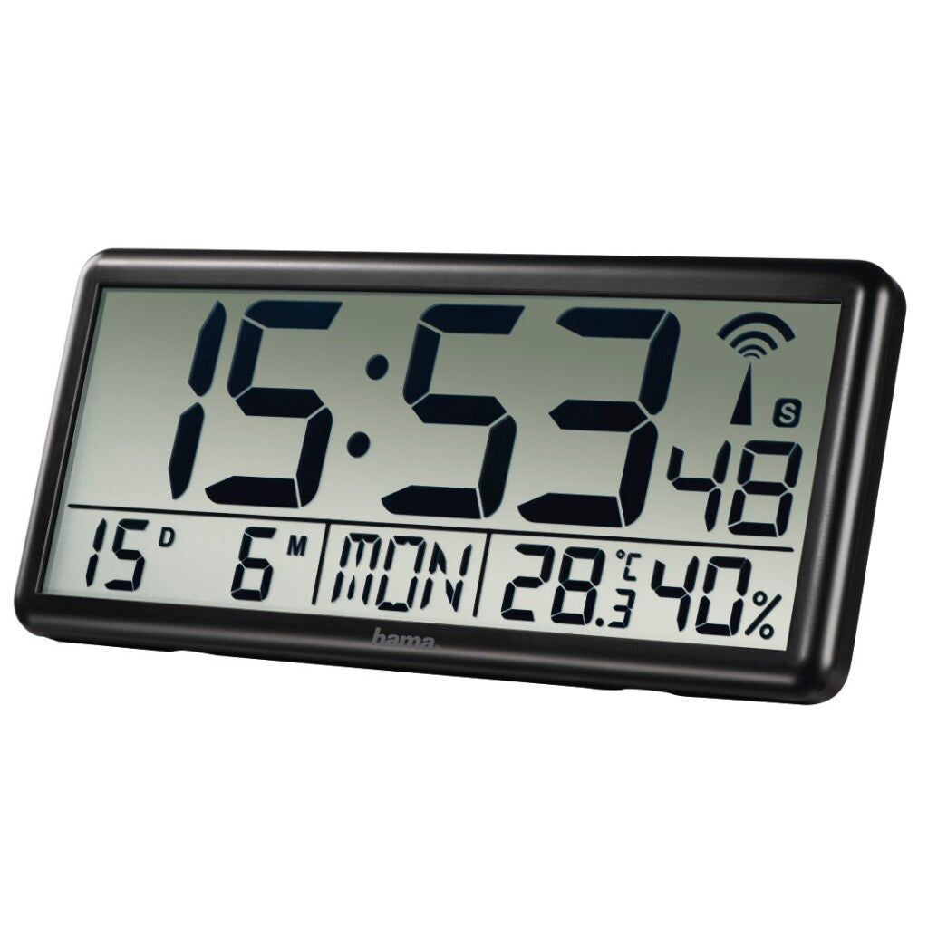 Hama horloge murale radiocommandée numérique jumbo noir